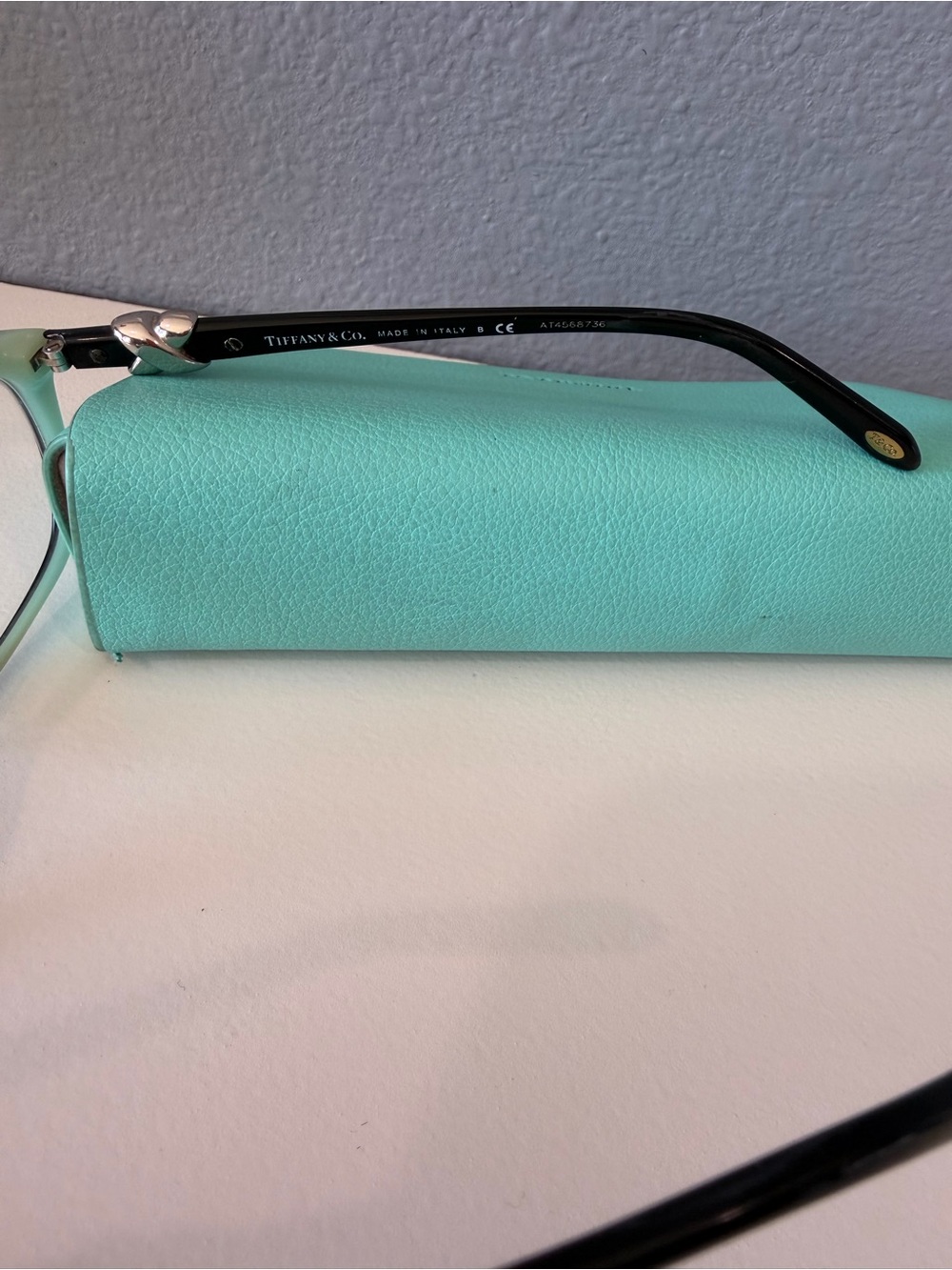 Tiffany & Co. Black Cat-Eye Glasses With Tiffany Blue Case View 5
